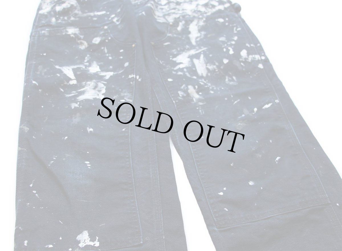 画像7: USA製 carharttカーハート ペンキ飛び ダブルニー ダック地 ペインターパンツ 黒 W33 (7)