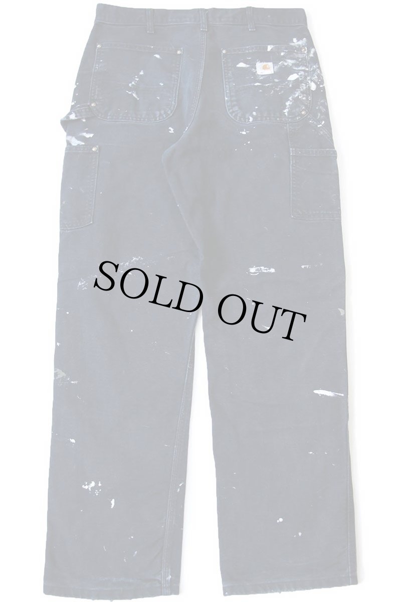 画像3: USA製 carharttカーハート ペンキ飛び ダブルニー ダック地 ペインターパンツ 黒 W33 (3)