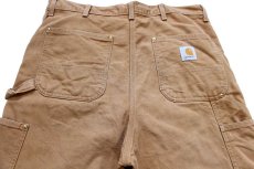 画像5: 90s USA製 carharttカーハート ペンキ飛び ダブルニー ダック地 ペインターパンツ 茶 W38 L36 (5)