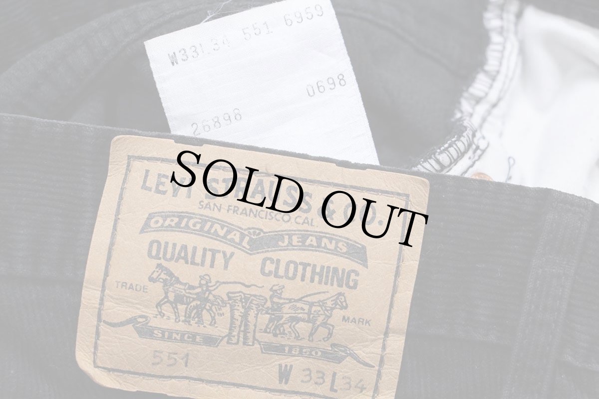 画像6: 90s Levi'sリーバイス 551 コットン コーデュロイパンツ カスタム 黒 W33★ユーロ (6)