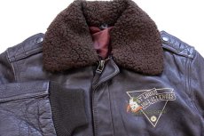 画像3: aerodrome IMPERIAL UNION WINGS 飛行機 刺繍 キルティングライナー フライト レザージャケット 焦げ茶 キッズ (3)