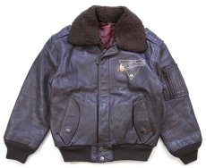 画像1: aerodrome IMPERIAL UNION WINGS 飛行機 刺繍 キルティングライナー フライト レザージャケット 焦げ茶 キッズ (1)