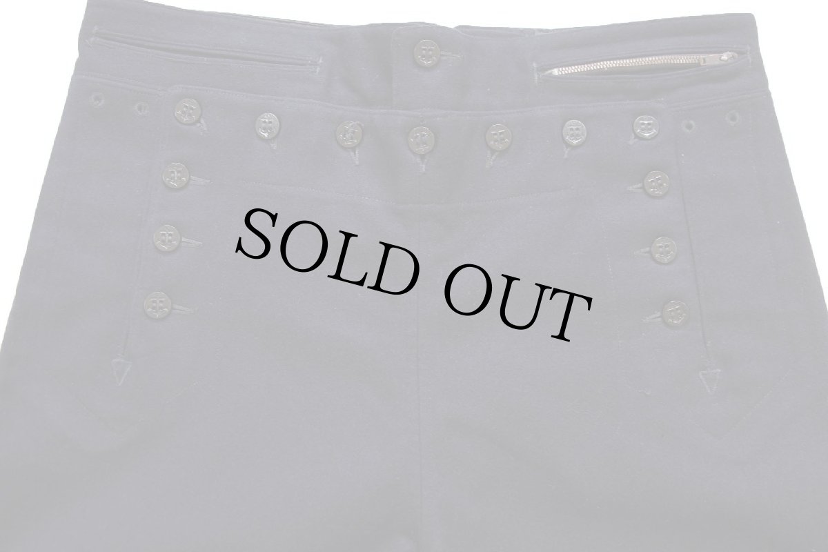 画像4: 40s 米軍 U.S.NAVY NAVAL メルトン ウール セーラーパンツ 濃紺 W33 (4)