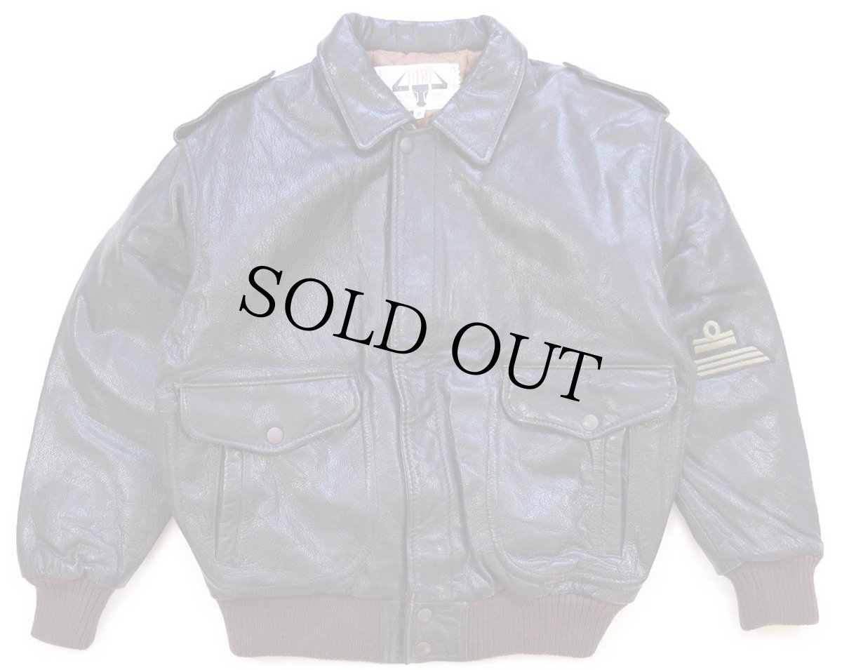 画像1: イタリア製 CUERO A-2タイプ パッチ付き キルティングライナー フライト レザージャケット 焦げ茶 キッズM (1)