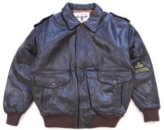 画像1: イタリア製 CUERO A-2タイプ パッチ付き キルティングライナー フライト レザージャケット 焦げ茶 キッズM (1)