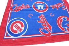 画像2: 90s USA製 MLB CHICAGO Cubs Clark マスコット ロゴ コットン バンダナ (2)