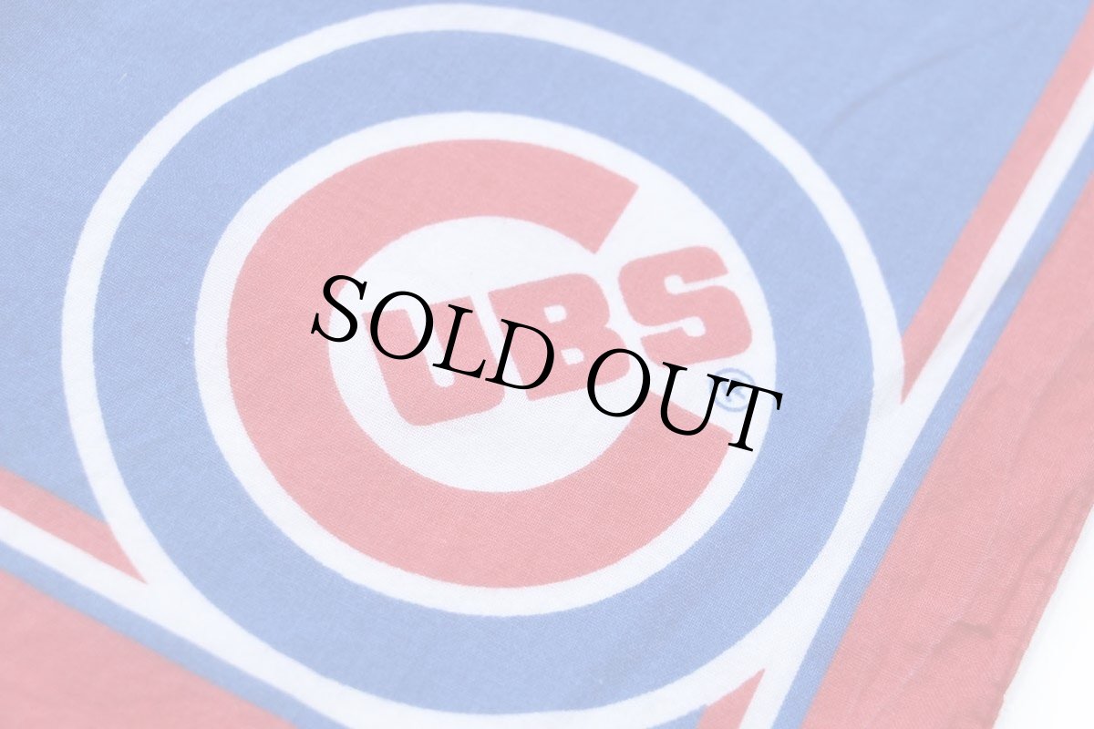 画像5: 90s USA製 MLB CHICAGO Cubs Clark マスコット ロゴ コットン バンダナ (5)