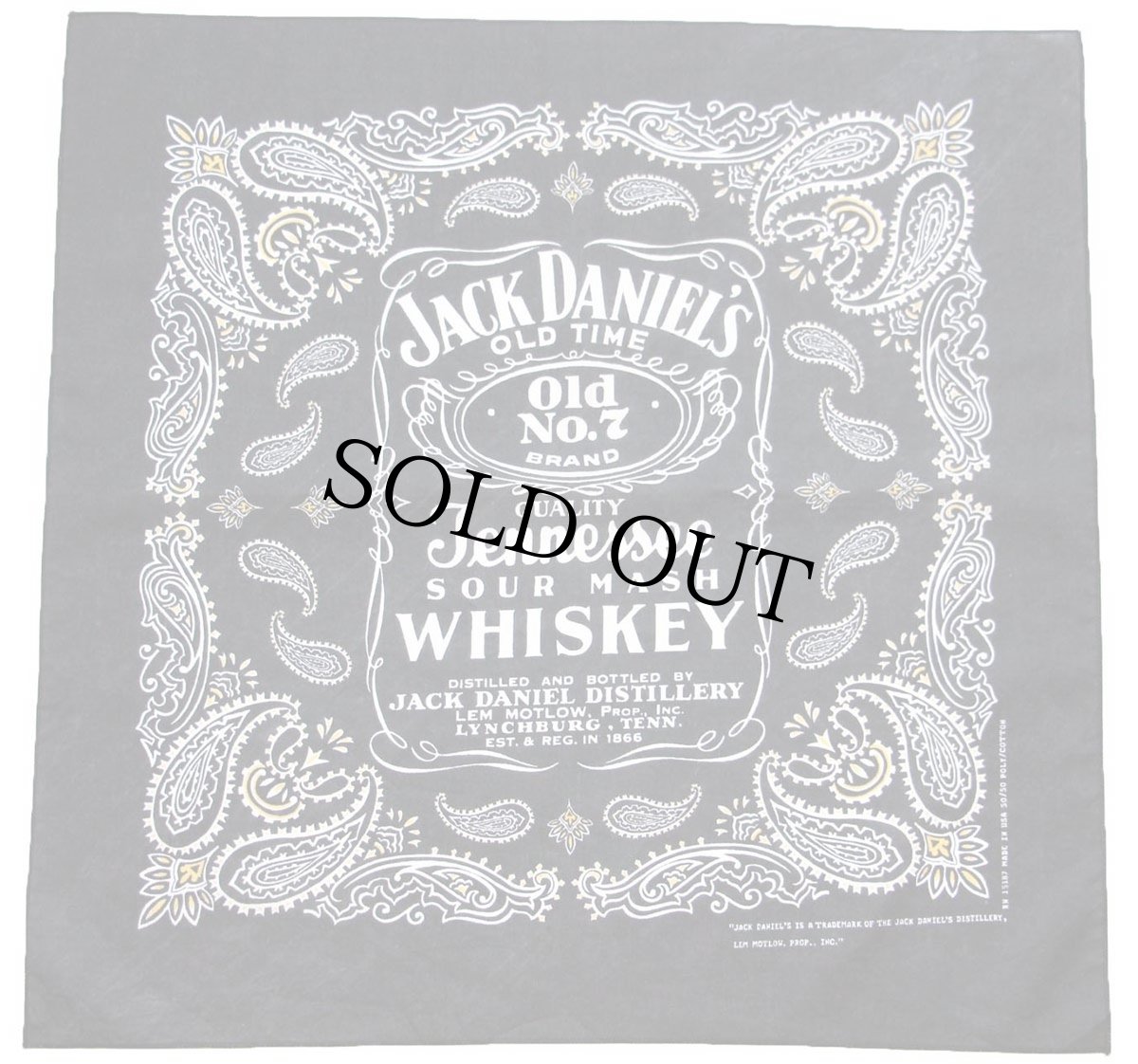 画像1: 90s USA製 JACK DANIEL'S OLD No.7 ジャックダニエル ロゴ バンダナ 黒 (1)