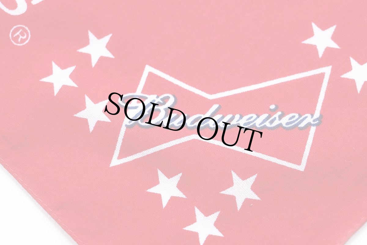 画像4: 80s Budweiser KING OF BEERS バドワイザー ロゴ コットン バンダナ 赤 (4)