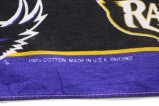 画像4: 90s USA製 NFL BALTIMORE RAVENS アメフト ロゴ コットン バンダナ 黒×青紫 (4)