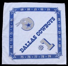 画像1: 80s NFL DALLAS COWBOYS アメフト ロゴ コットン バンダナ 白 (1)