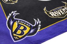 画像5: 90s USA製 NFL BALTIMORE RAVENS アメフト ロゴ コットン バンダナ 黒×青紫 (5)