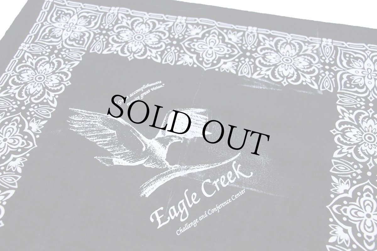 画像2: 80s USA製 FAST COLOR Eagle Creek コットン バンダナ 黒 (2)