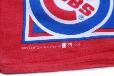 画像4: 90s USA製 MLB CHICAGO Cubs Clark マスコット ロゴ コットン バンダナ (4)