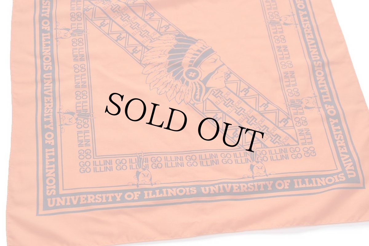 画像2: UNIVERSITY OF ILLINOIS インディアンヘッド マスコット バンダナ オレンジ (2)