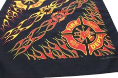 画像2: 00s FIRE DEPT. ロゴ フレイムス バンダナ 黒 (2)