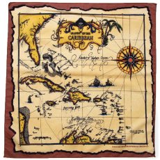 画像1: USA製 HAV-A-HANK ISLANDS OF THE CARIBBEAN スカル マップ バンダナ (1)