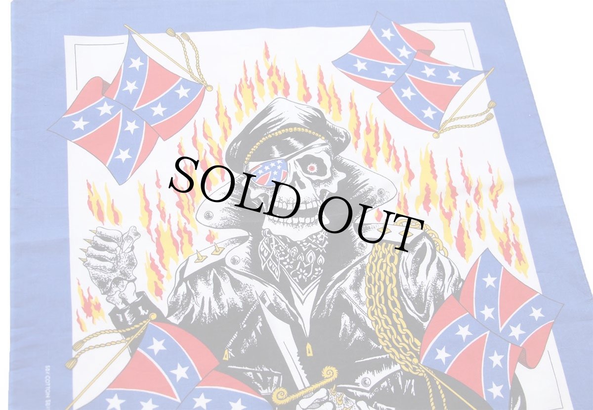 画像2: 80s USA製 スカル レベルフラッグ バンダナ (2)