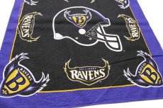画像2: 90s USA製 NFL BALTIMORE RAVENS アメフト ロゴ コットン バンダナ 黒×青紫 (2)