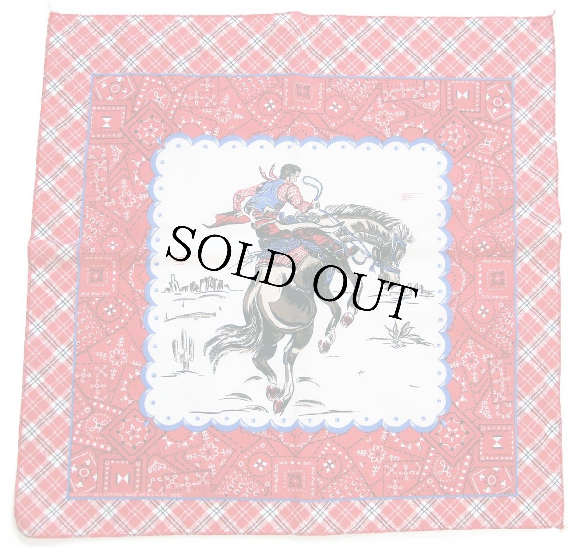 画像1: 90s USA製 カウボーイ チェック バンダナ (1)