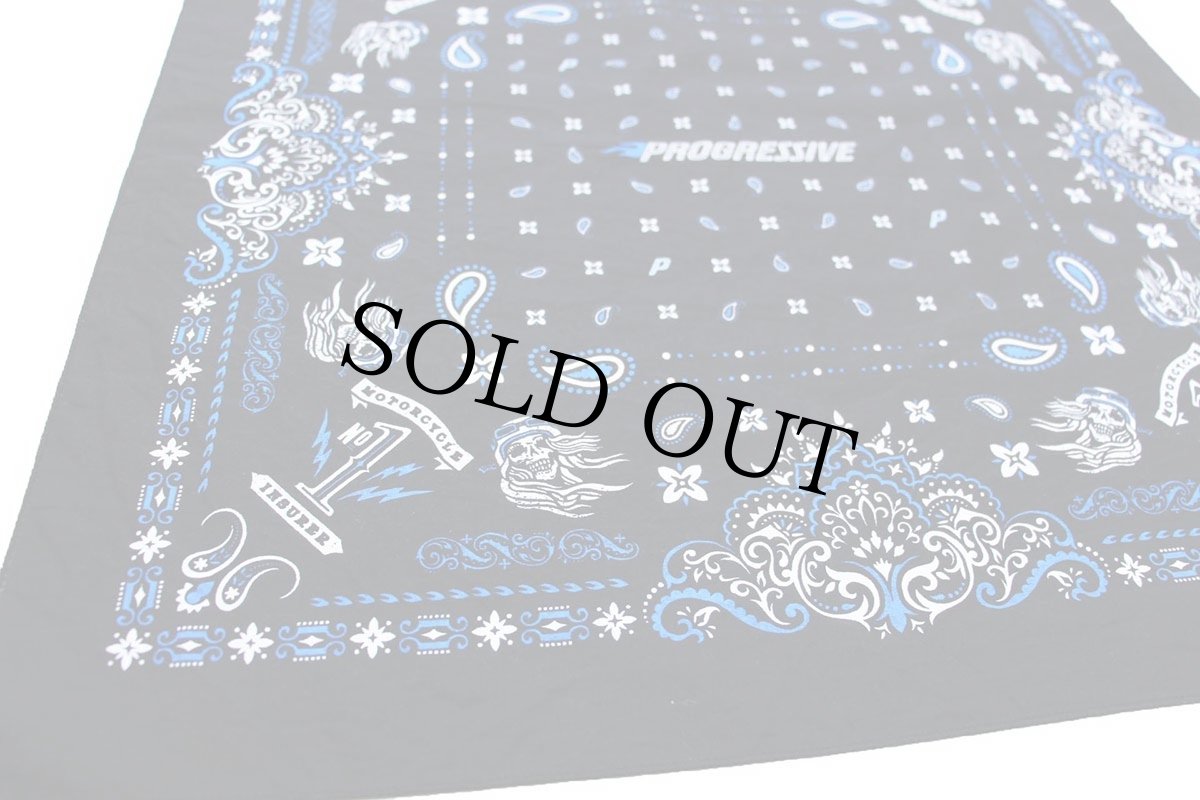 画像2: PROGRESSIVE MOTORCYCLE NO1 INSURER スカル ペイズリー バンダナ 黒 (2)