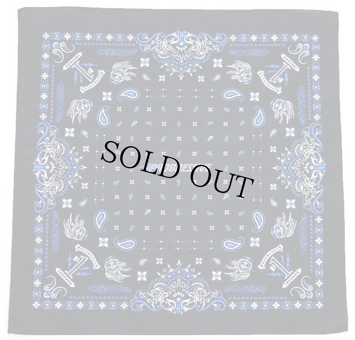 画像1: PROGRESSIVE MOTORCYCLE NO1 INSURER スカル ペイズリー バンダナ 黒 (1)