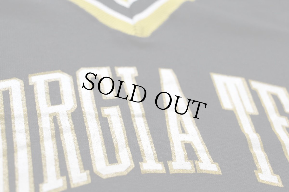 画像5: 70s USA製 RUSSELLラッセル GEORGIA TECH Vネック リブライン スウェット 黒 L (5)