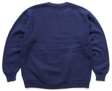 画像2: 90s USA製 RUSSELLラッセル WEST VIRGINIA MOUNTAINEERS ペンキ飛び 前V スウェット 紺 L (2)