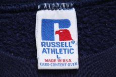画像4: 90s USA製 RUSSELLラッセル WEST VIRGINIA MOUNTAINEERS ペンキ飛び 前V スウェット 紺 L (4)