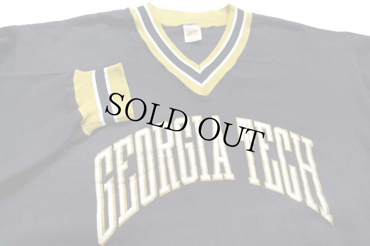 画像3: 70s USA製 RUSSELLラッセル GEORGIA TECH Vネック リブライン スウェット 黒 L (3)