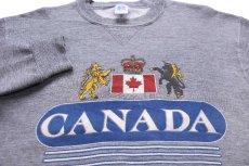 画像3: 80s USA製 RUSSELLラッセル CANADA エンブレム 国旗 ひび割れプリント 前V スウェット 杢グレー M (3)