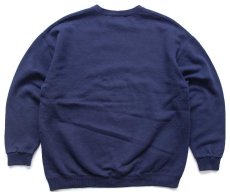 画像2: 90s USA製 RUSSELLラッセル 無地 針抜きリブ スウェット 紺 L★ブランク (2)