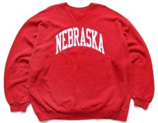 画像1: 90s USA製 RUSSELLラッセル NEBRASKA パッチ付き 前V スウェット 赤 XXL★特大 (1)