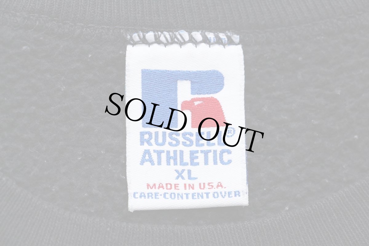 画像4: 90s USA製 RUSSELLラッセル 無地 前V スウェット 黒 XL★ブランク (4)