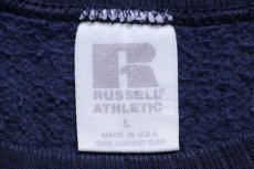 画像4: 90s USA製 RUSSELLラッセル 無地 針抜きリブ スウェット 紺 L★ブランク (4)