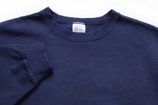 画像3: 90s USA製 RUSSELLラッセル 無地 針抜きリブ スウェット 紺 L★ブランク (3)