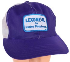 画像1: デッドストック★80s USA製 LEXONE 4L for Idaho Potatoes パッチ付き ツートン 切り替え メッシュキャップ 紫×白 (1)