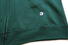 画像5: 90s USA製 RUSSELLラッセル 無地 スウェット ジップパーカー 緑 L★フーディー ブランク (5)