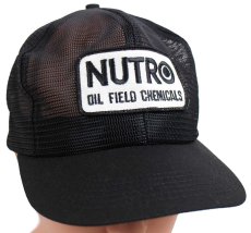 画像1: デッドストック★80s NUTRO OIL FIELD CHEMICALS パッチ付き オールメッシュキャップ 黒 (1)