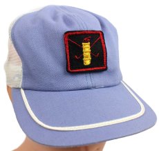 画像1: デッドストック★80s USA製 ゴルフ クラブ パッチ付き ライン入り ツートン 切り替え メッシュキャップ ライトブルー×白 (1)
