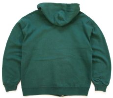 画像2: 90s USA製 RUSSELLラッセル 無地 スウェット ジップパーカー 緑 L★フーディー ブランク (2)