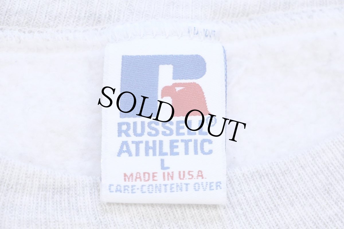 画像4: 90s USA製 RUSSELLラッセル 無地 前V スウェット 杢ライトグレー L★ブランク (4)