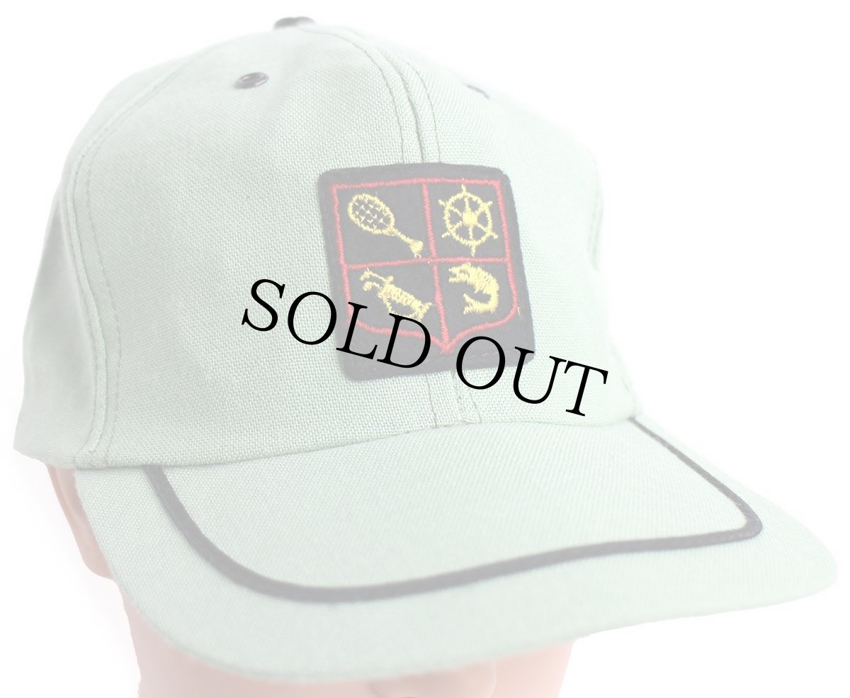 画像1: デッドストック★80s USA製 ゴルフ フラッグ フィッシング テニス パッチ付き ライン入り キャップ ライトグリーン (1)