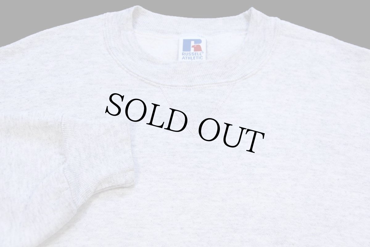 画像3: 90s USA製 RUSSELLラッセル 無地 前V スウェット 杢ライトグレー L★ブランク (3)