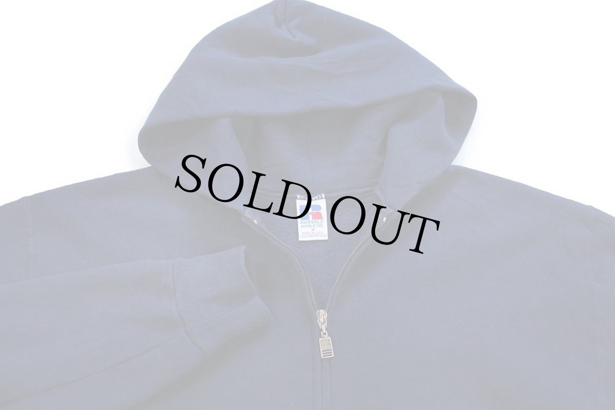 画像3: 90s USA製 RUSSELLラッセル 無地 スウェット ジップパーカー 紺 M★フーディー ブランク (3)