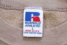 画像4: 90s USA製 RUSSELLラッセル 無地 前V スウェット ブラウンベージュ L★ブランク (4)