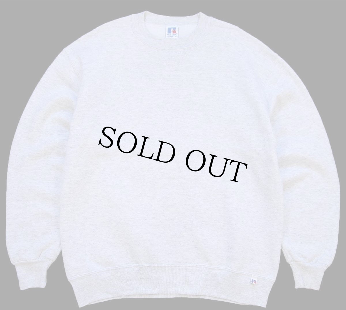 画像1: 90s USA製 RUSSELLラッセル 無地 前V スウェット 杢ライトグレー L★ブランク (1)