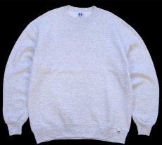 画像1: 90s USA製 RUSSELLラッセル 無地 前V スウェット 杢ライトグレー L★ブランク (1)