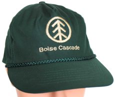 画像1: デッドストック★90s Boise Cascade ロゴ刺繍 キャップ 緑 (1)