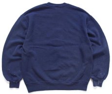 画像2: 90s USA製 RUSSELLラッセル NORTH CAROLINA レタードパッチ&刺繍&ひび割れプリント 前V スウェット 紺 L (2)